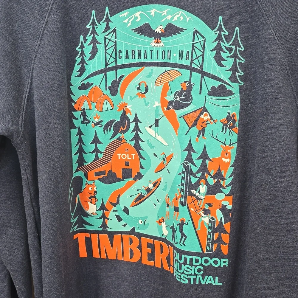 Music Festival Blue Crewneck Sweatshirt Large - Picture 3 of 6